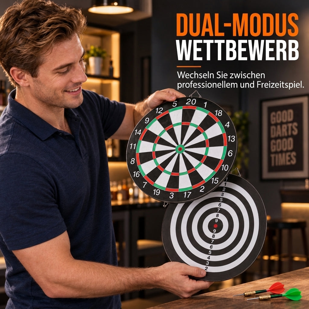 🏠 Begrenzte Zeit 50% Rabatt 🎯 Zweiseitige Dartscheibe mit Steel-Tip-Darts