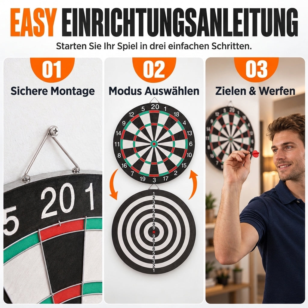 🏠 Begrenzte Zeit 50% Rabatt 🎯 Zweiseitige Dartscheibe mit Steel-Tip-Darts