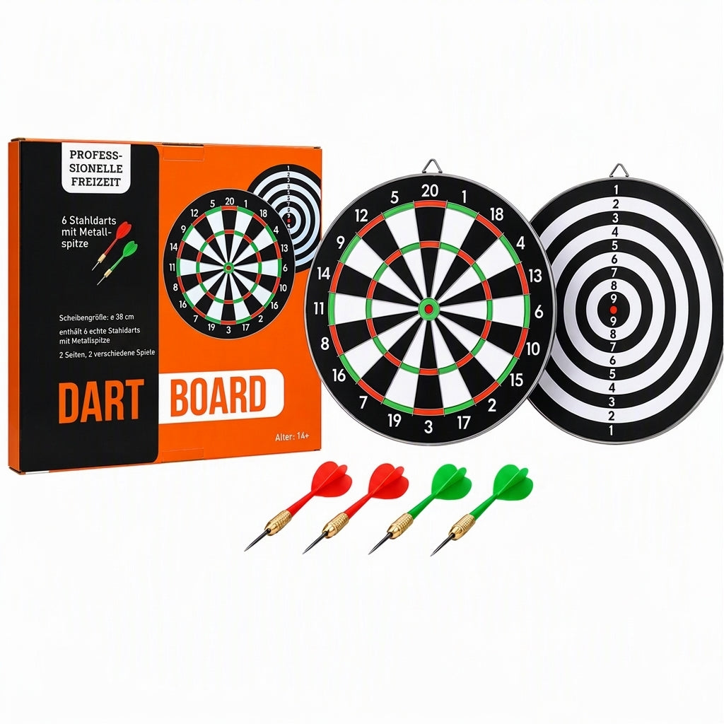 🏠 Begrenzte Zeit 50% Rabatt 🎯 Zweiseitige Dartscheibe mit Steel-Tip-Darts