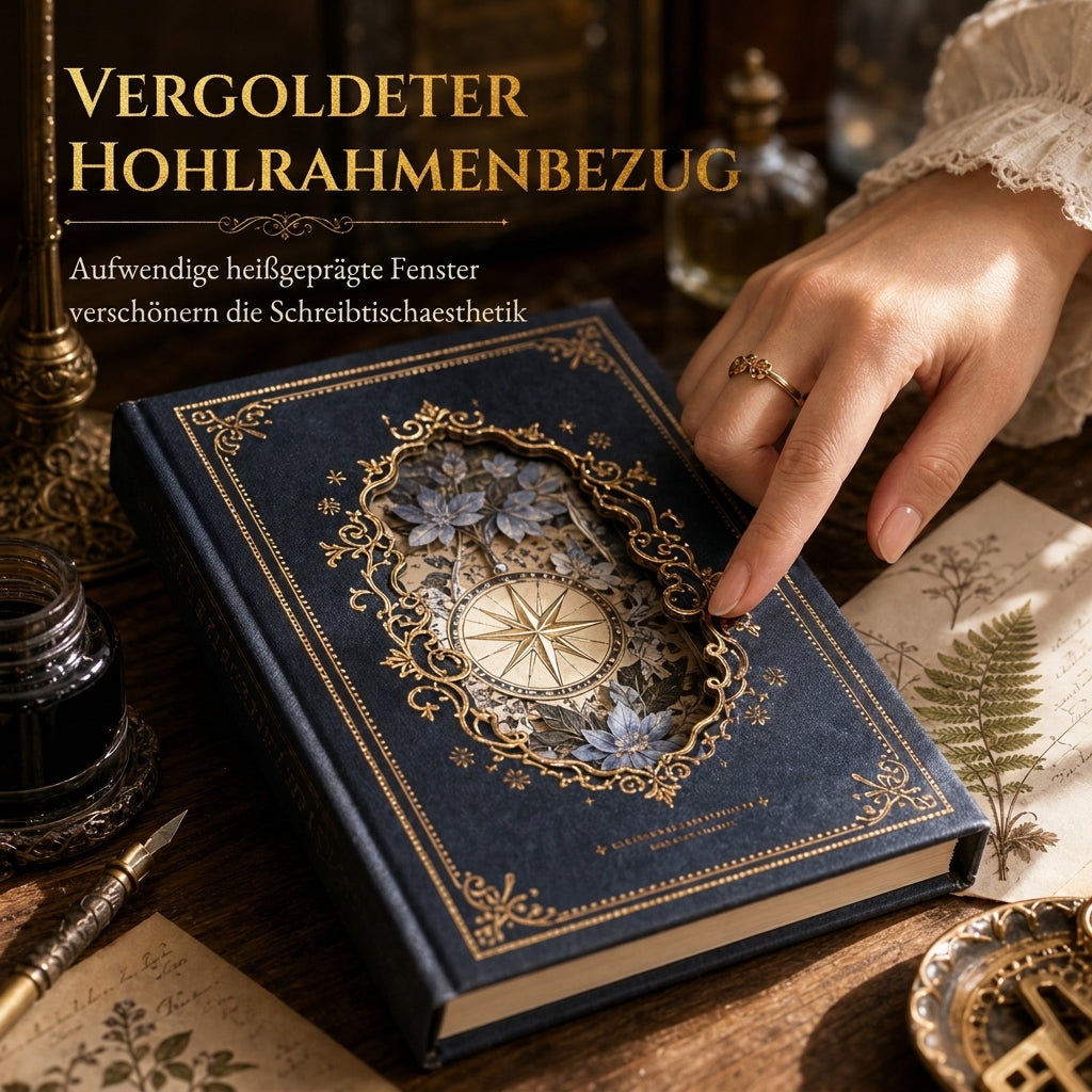 📖 Begrenzte Zeit 50% Rabatt 🌹 Hardcover-Notizbuch im Vintage-European-Stil mit geprägtem Einband, Goldfolien-Akzenten und farbig illustrierten Seiten