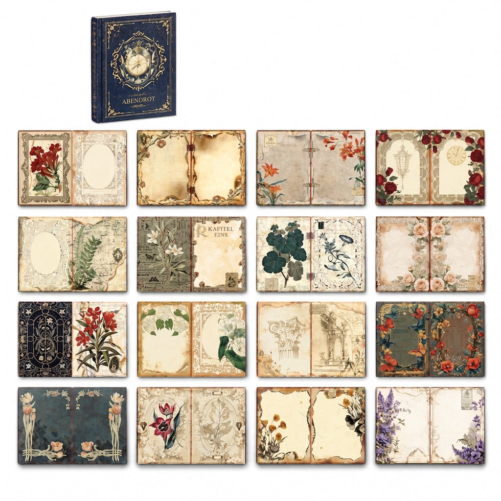 📖 Begrenzte Zeit 50% Rabatt 🌹 Hardcover-Notizbuch im Vintage-European-Stil mit geprägtem Einband, Goldfolien-Akzenten und farbig illustrierten Seiten