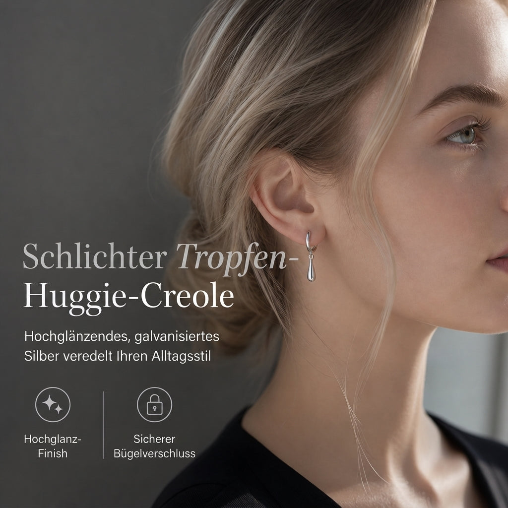 ✨ Begrenzte Zeit 50% Rabatt 💧 Minimalistische Wasser-Tropfen Kreis-Hoop-Ohrringe für Damen Elegante Huggie-Ohrringe 1 Paar