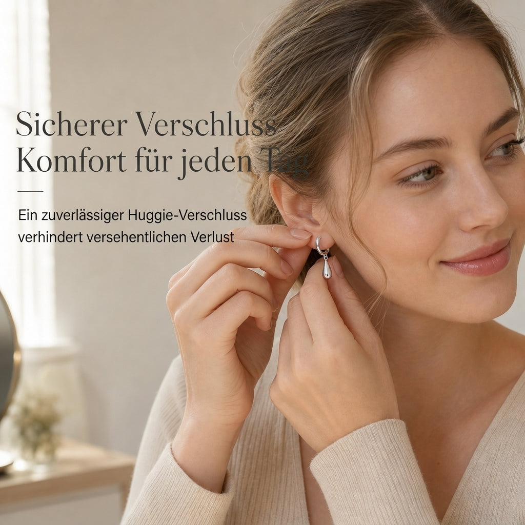 ✨ Begrenzte Zeit 50% Rabatt 💧 Minimalistische Wasser-Tropfen Kreis-Hoop-Ohrringe für Damen Elegante Huggie-Ohrringe 1 Paar