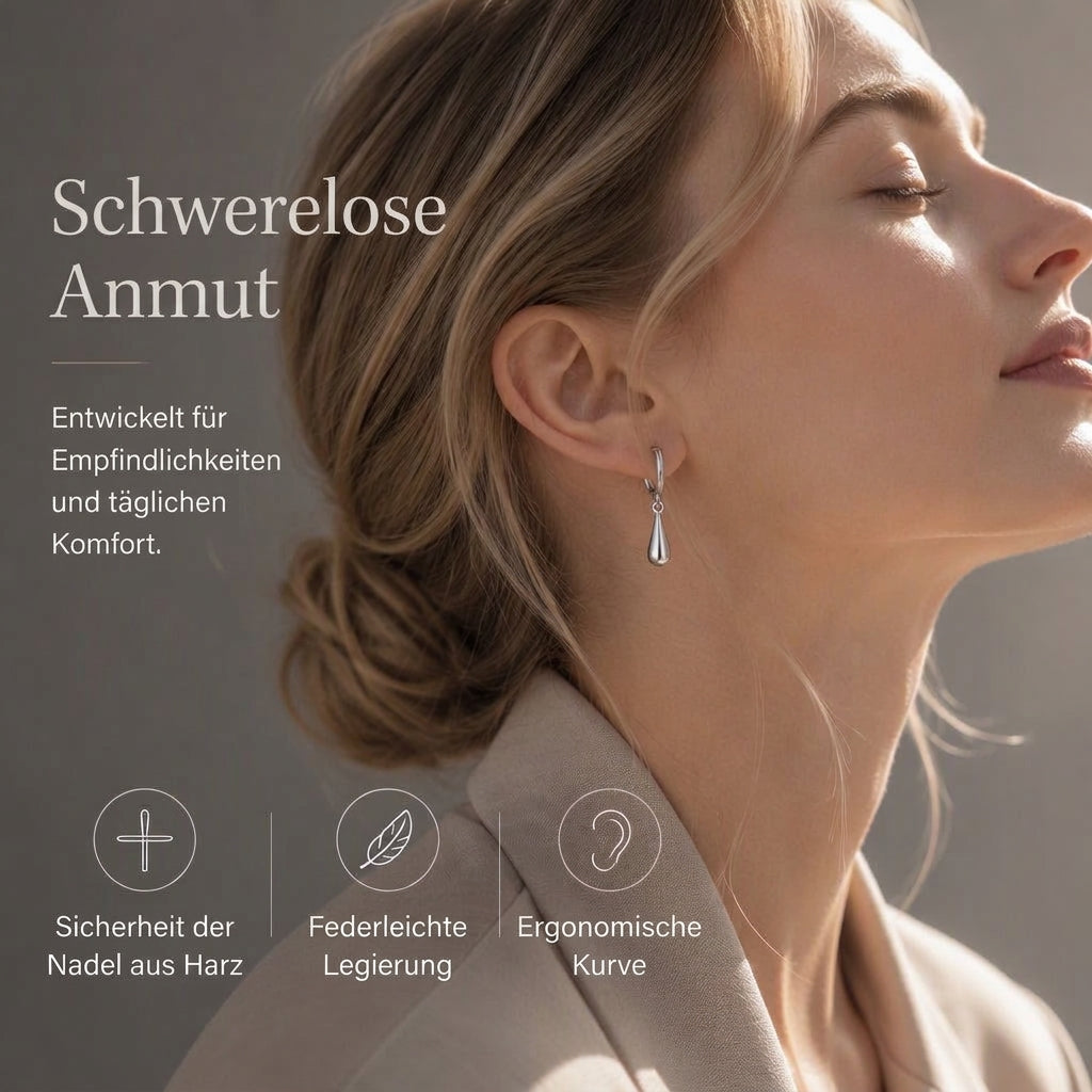 ✨ Begrenzte Zeit 50% Rabatt 💧 Minimalistische Wasser-Tropfen Kreis-Hoop-Ohrringe für Damen Elegante Huggie-Ohrringe 1 Paar